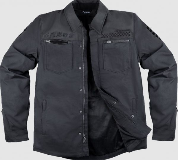 Icon Upstate Canvas National Motorrad Textiljacke Dunkelgrau