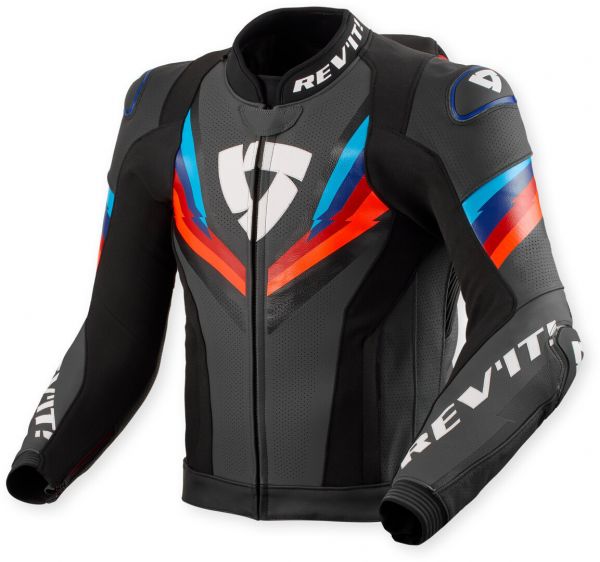REV'IT! Quantum 3 Pro Lederjacke Perforiert Schwarz / Rot / Blau