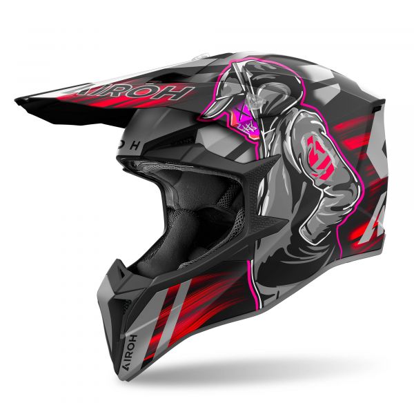 Airoh Wraaap Cyber Crosshelm Mattschwarz / Grau / Rot