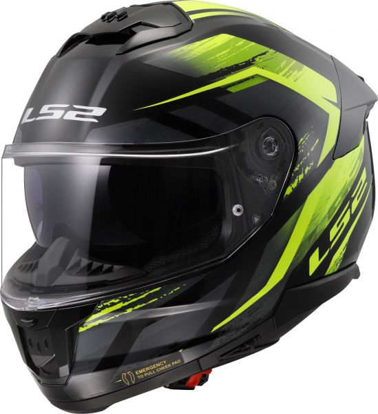 LS2 FF808 Stream II Integralhelm Fury Schwarz / HV Gelb - ECE 22-06