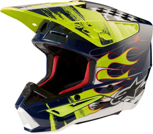 Alpinestars S-M5 Crosshelm Rash Dunkelblau / Fluogelb