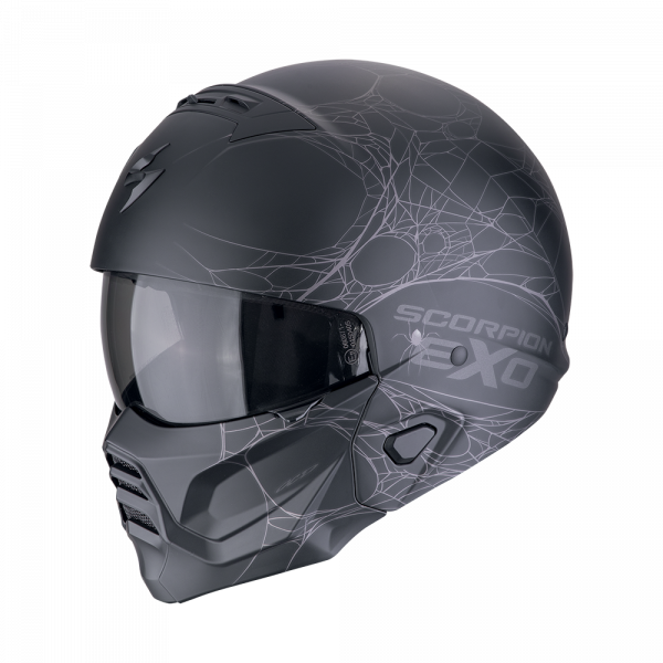 Scorpion Exo-Combat II Spiderweb Mattschwarz / Silber (ECE 22-06)
