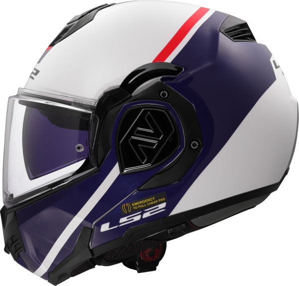 LS2 FF906 Advant Klapphelm Swipe Glanz Weiß / Blau - ECE 22-06