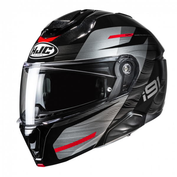 HJC i91 Klapphelm Dusk MC1 Schwarz / Silber / Rot