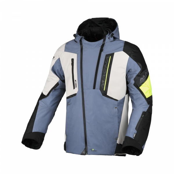 Macna Angle 2.0 Textiljacke Grau / Fluogelb / Blau
