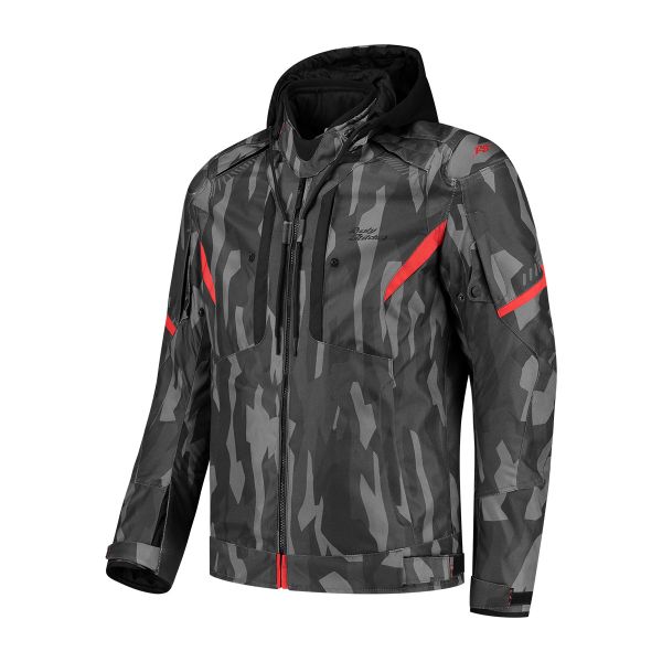 Rusty Stitches Dylan Textiljacke Schwarz / Camo-Rot