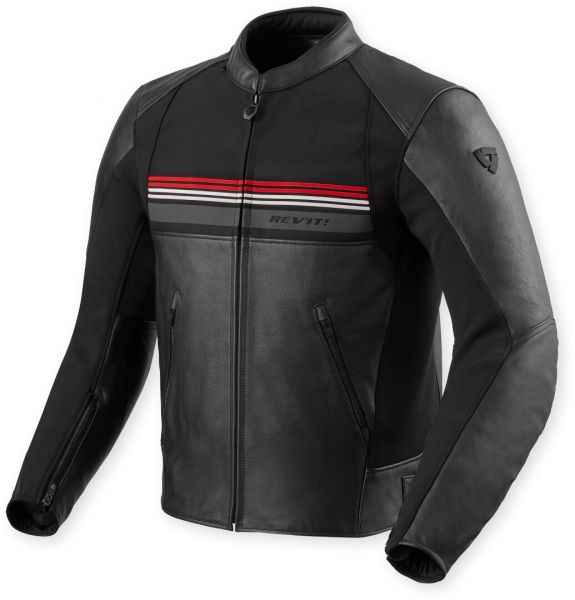 REV'IT! Mile 2 Lederjacke Schwarz / Rot