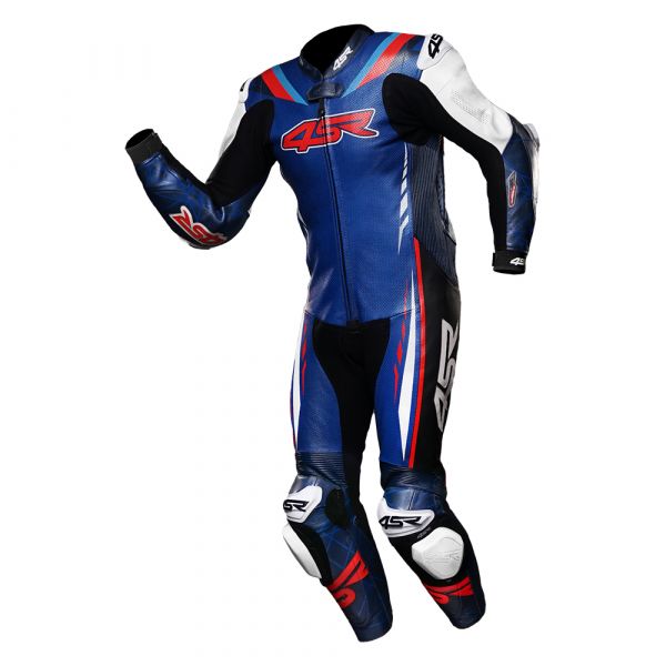4SR Racing Blue AR Lederkombi Blau / Weiß / Rot