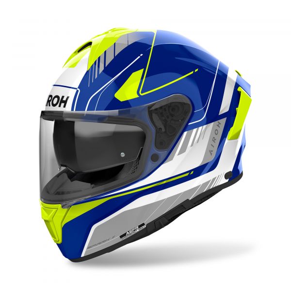 Airoh Spark 2 Chrono Integralhelm Weiß / Blau / Fluogelb