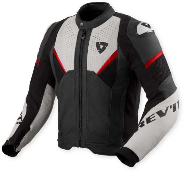 REV'IT! Automate perforierte Motorrad Lederjacke Schwarz / Hellgrau