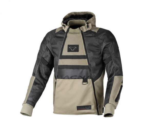 Macna Rebelite luftige Motorradjacke Schwarz / Taupe