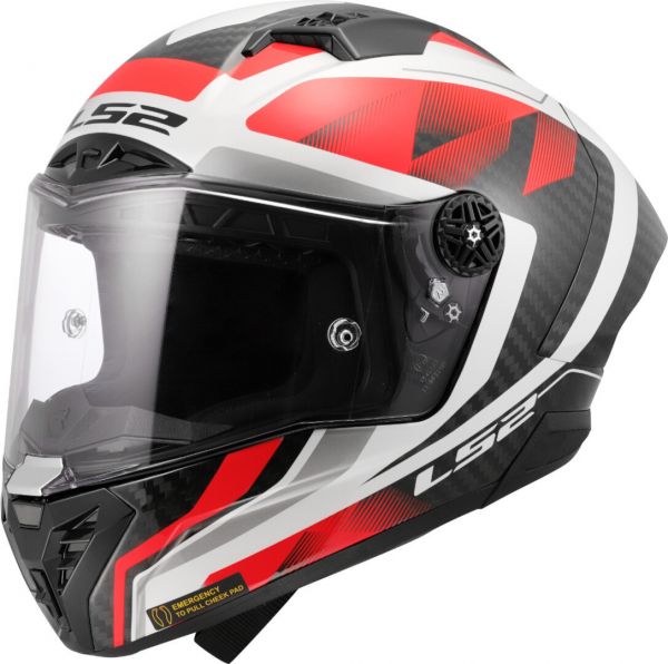 LS2 FF805 Thunder GP Integralhelm Raute Weiß / Rot - ECE 22-06