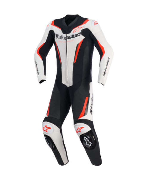 Alpinestars GP Force V2 Lederkombi Einteiler Weiß / Schwarz / Neonrot