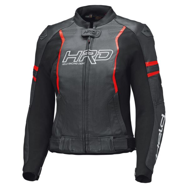 Held Street Rocket 4 Top Lederjacke Damen Schwarz / Neonrot