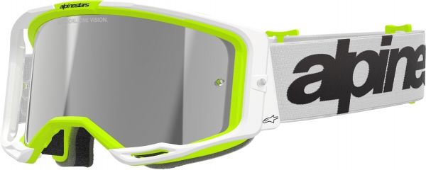 Alpinestars Vision 8 Wordmark Crossbrille Weiß / Gelb / Mirror Silber