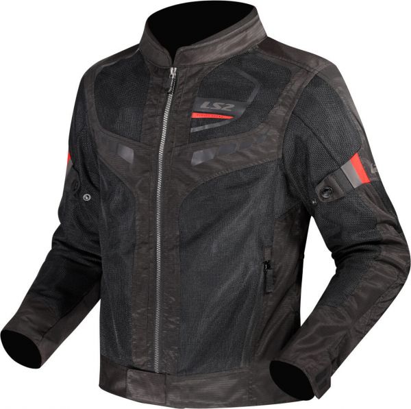 LS2 Garda Air Motorrad Textiljacke Schwarz / Rot
