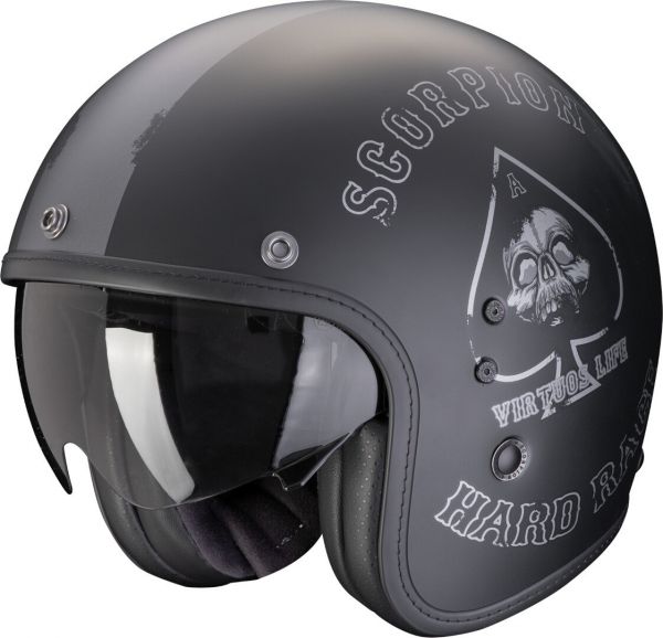 Scorpion Belfast Evo Jethelm Spade Mattschwarz-Silber (ECE 22-06)