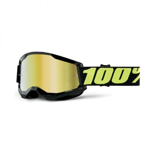100% Brille Strata 2 Solar Eclipse Schwarz / Gelb / Gold verspiegelt