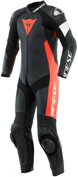 Dainese Tosa Einteiler Lederkombi Schwarz Fluorot Weiß