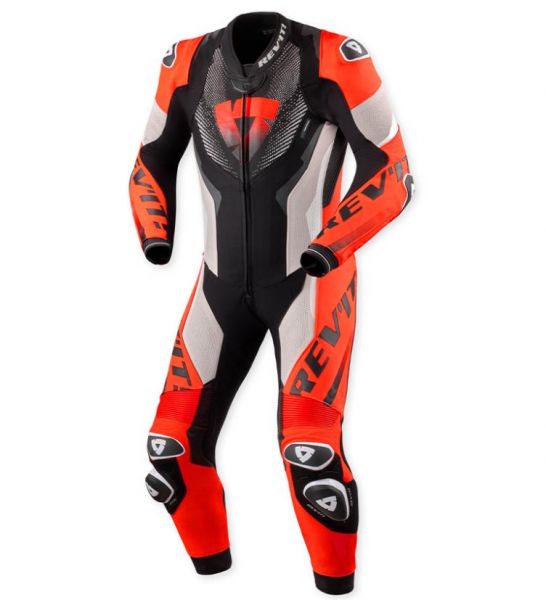REV'IT! Hyperspeed 3 Lederkombi Einteiler Hellgrau / Neonrot