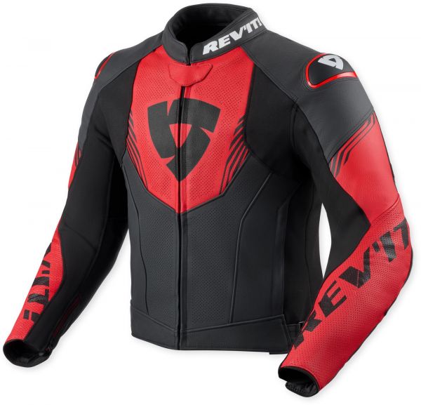 REV'IT! Argon 3 Lederjacke Schwarz / Neonrot