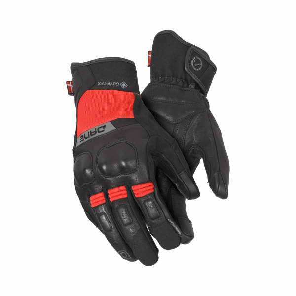Dane Finn Gore-Tex Grip Motorradhandschuh Schwarz / Rot