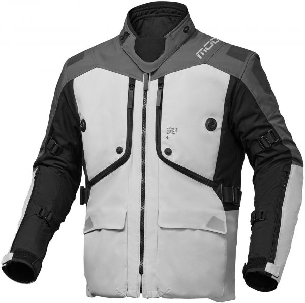 Modeka Aeris II Textiljacke Hellgrau / Schwarz