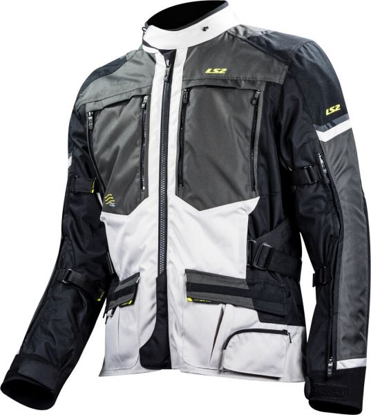 LS2 Norway Motorrad Textiljacke Schwarz / Grau / Hellgrau / Gelb