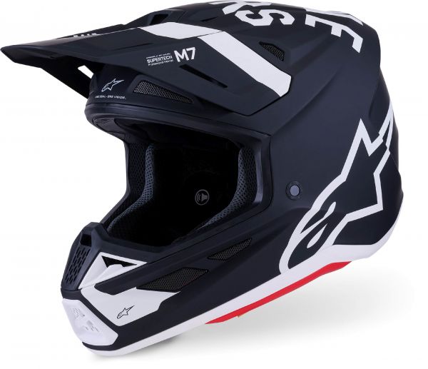 Alpinestars S-M7 Dasher Crosshelm Schwarz Weiß Matt