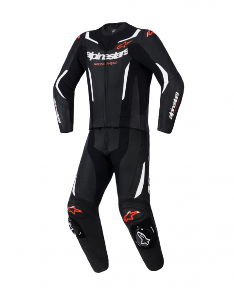 Alpinestars GP Force V2 Lederkombi Zweiteiler Schwarz / Weiß / Neonrot