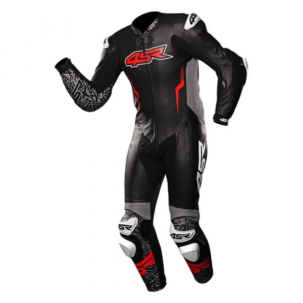4SR Racing Ultra Light AR Känguruleder Lederkombi Schwarz / Rot / Grau