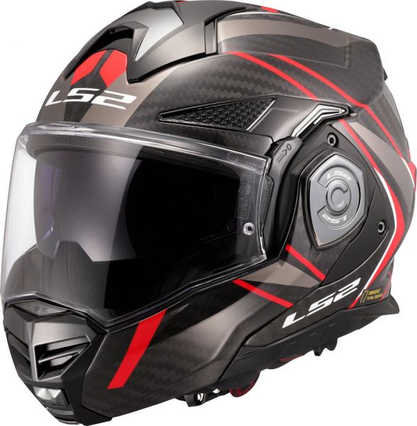 LS2 FF901 Advant X Carbon Klapphelm Future II Glanz Rot - ECE 22-06