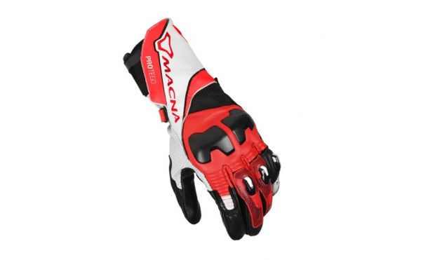 Macna Protego Motorradhandschuhe Rot / Weiß