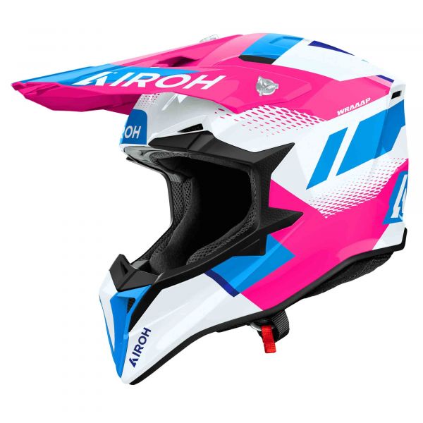 Airoh Wraaap Crosshelm Vision Weiß / Blau / Pink