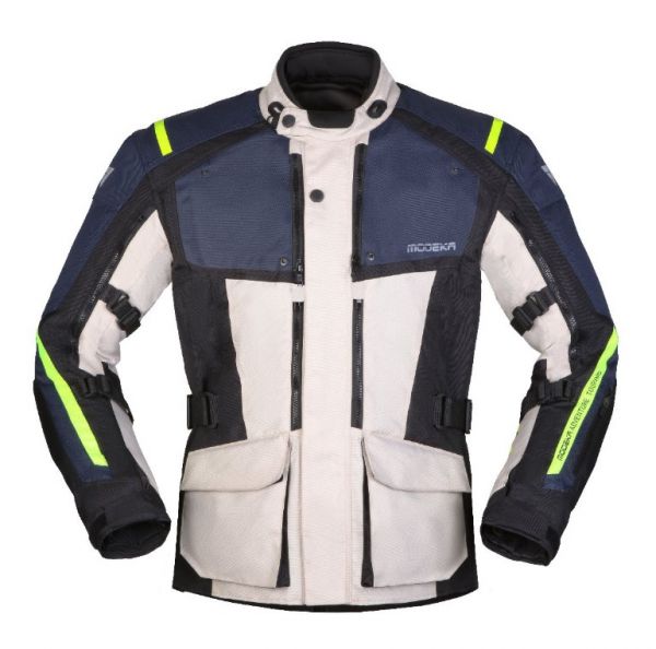 Modeka Varus Textiljacke 3 in 1 Touring Jacke Hellgrau / Blau