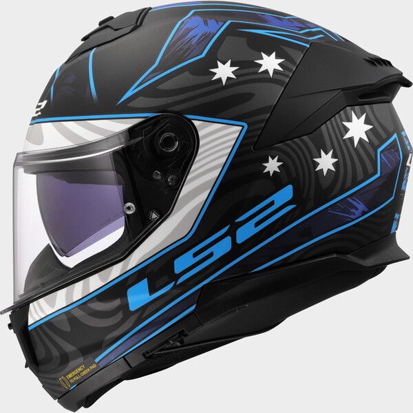 LS2 FF808 Stream II Integralhelm Galdam Schwarz / Blau - ECE 22-06
