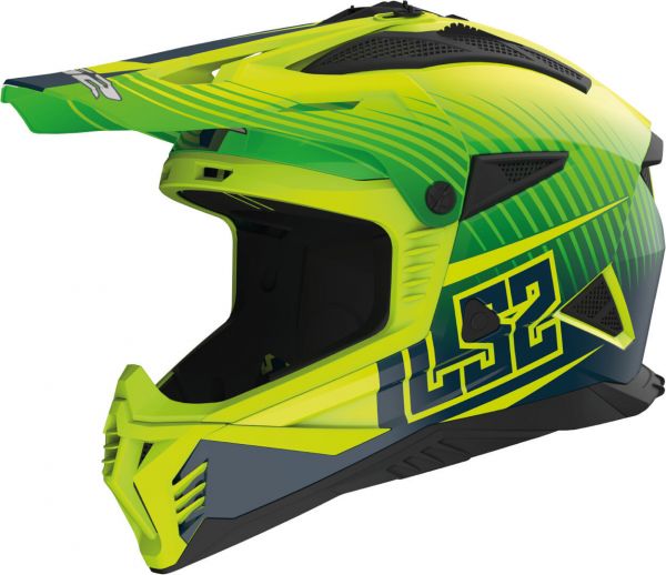 LS2 MX708 Fast II Duck Motocross Helm Matt Grün / Gelb