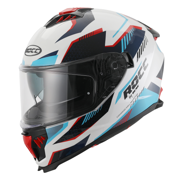 Rocc 390 Integralhelm Glänzend Weiß / Blau