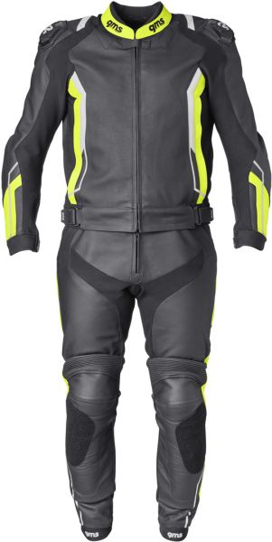 GMS GR-1 Lederkombi Zweiteiler Schwarz / Gelb / Weiß