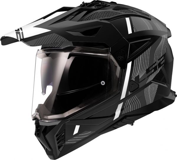 LS2 MX702 Pioneer II Adventurehelm Hill Matt Schwarz / Weiß - ECE 22-06