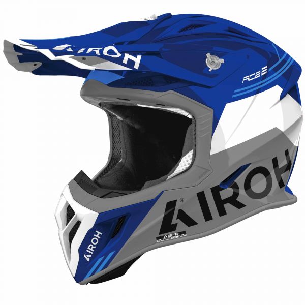 Airoh Aviator Ace 2 Crosshelm Fury Grau / Blau / Weiß