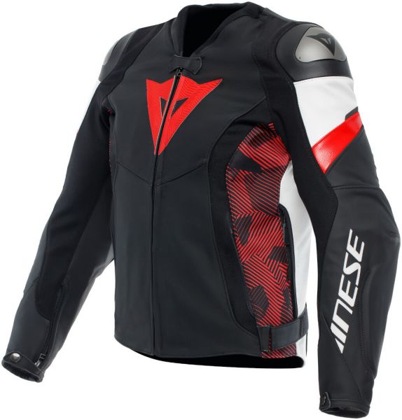 Dainese AVRO 5 Lederjacke Schwarz / Lavarot / Weiß