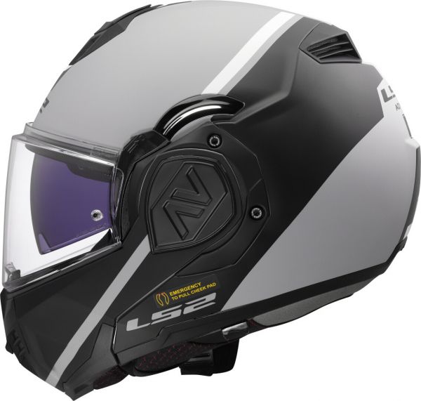 LS2 FF906 Advant Klapphelm Swipe Matt Grau / Schwarz - ECE 22-06