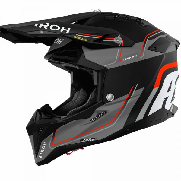 Airoh Aviator 3 Crosshelm Leader Mattschwarz / Grau / Fluoorange