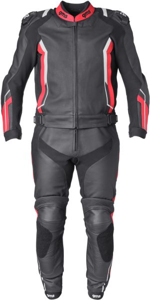 GMS GR-1 Lederkombi Zweiteiler Schwarz / Rot / Weiß