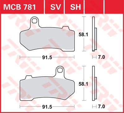 Lucas Scheibenbremsbelag MCB781SV