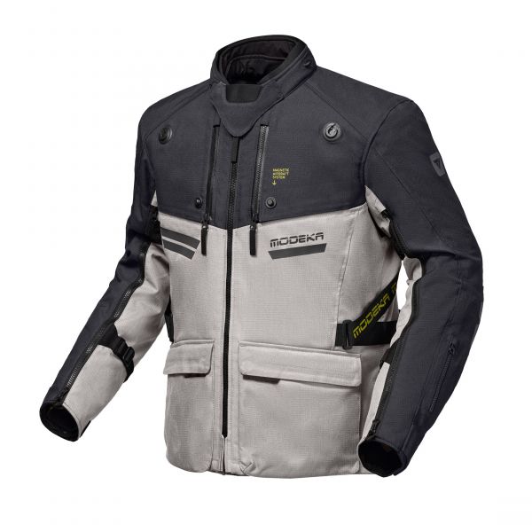 Modeka Atlaz Adventurejacke Hellgrau / Schwarz