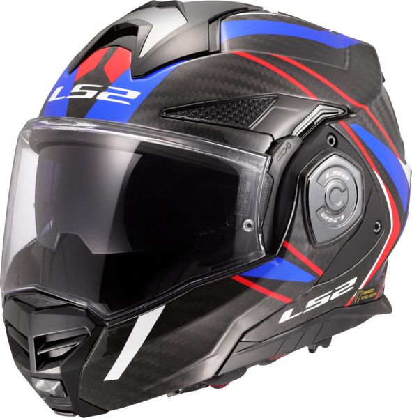 LS2 FF901 Advant X Carbon Klapphelm Future II Glanz Weiß / Blau - ECE 22-06