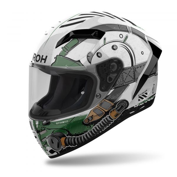 Airoh Connor Alligator Integralhelm Weiß / Grau / Grün