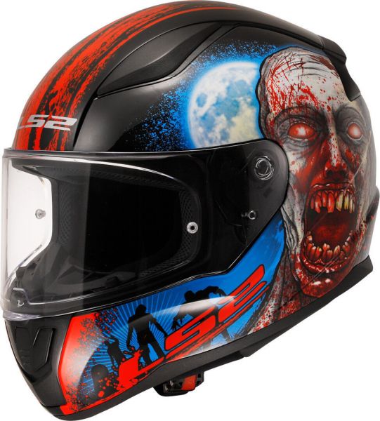LS2 FF353 Rapid II Integralhelm Zombie Schwarz / Rot - ECE 22-06